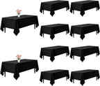 10 Pack Black Tablecloths 60 x 126 Inch for 8 Foot Rectangle Tables