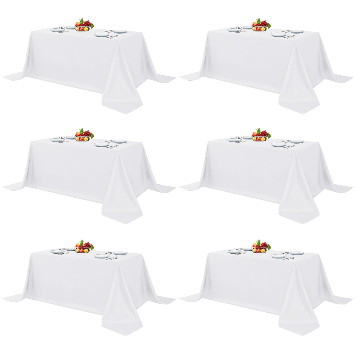 Fitable 6 Pack White Table Cloths 70x120 Inch for 6-8 Ft Rectangle Tables
