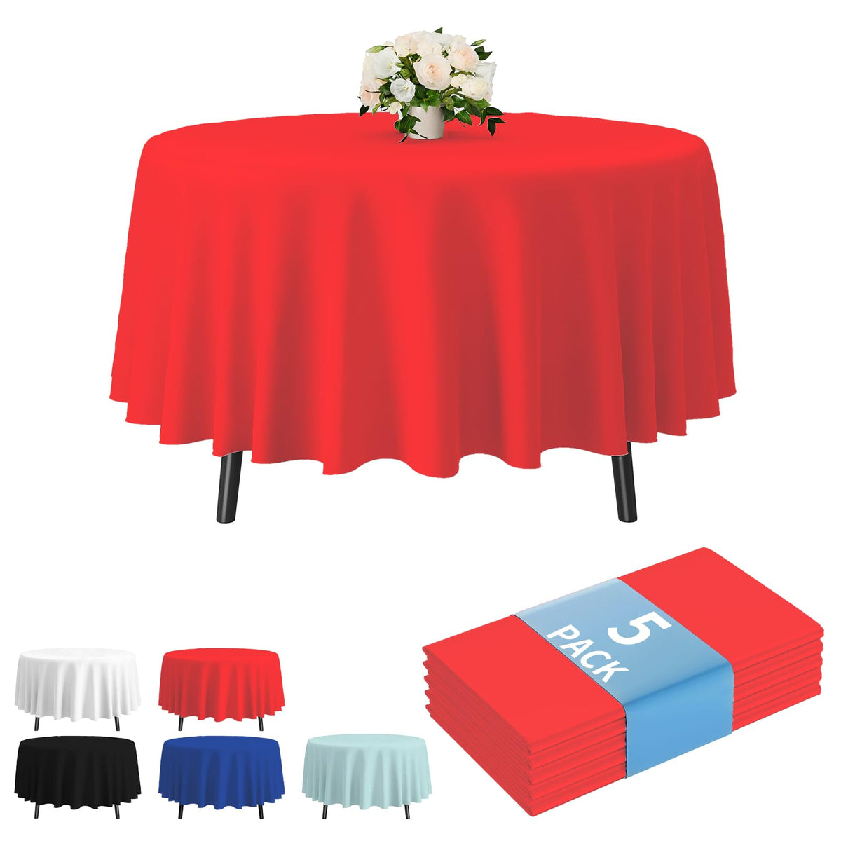 Fixwal 8 Pack Disposable White Rectangle Plastic Tablecloth, 70 x 120 Inch