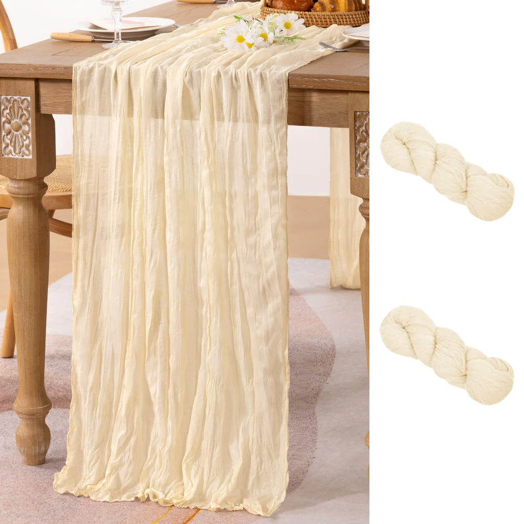 Ivory Cheesecloth Table Runner Farmhouse Fall Table Runner 10ft, 12 Pack