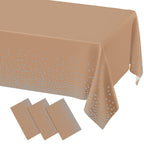 misaya 3 Packs Disposable Plastic Table Cloth, Gold Dots in White