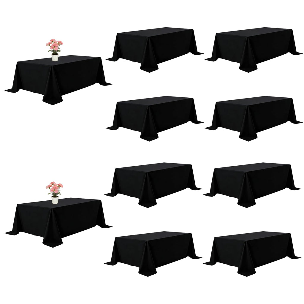 10 Pack Black Tablecloths 60 x 126 Inch for 8 Foot Rectangle Tables
