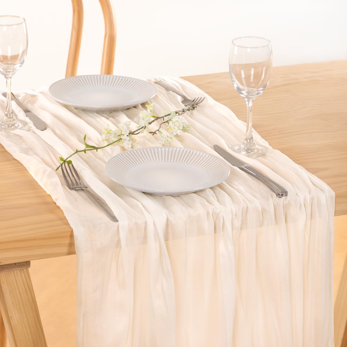 Ivory Cheesecloth Table Runner Farmhouse Fall Table Runner 10ft, 12 Pack