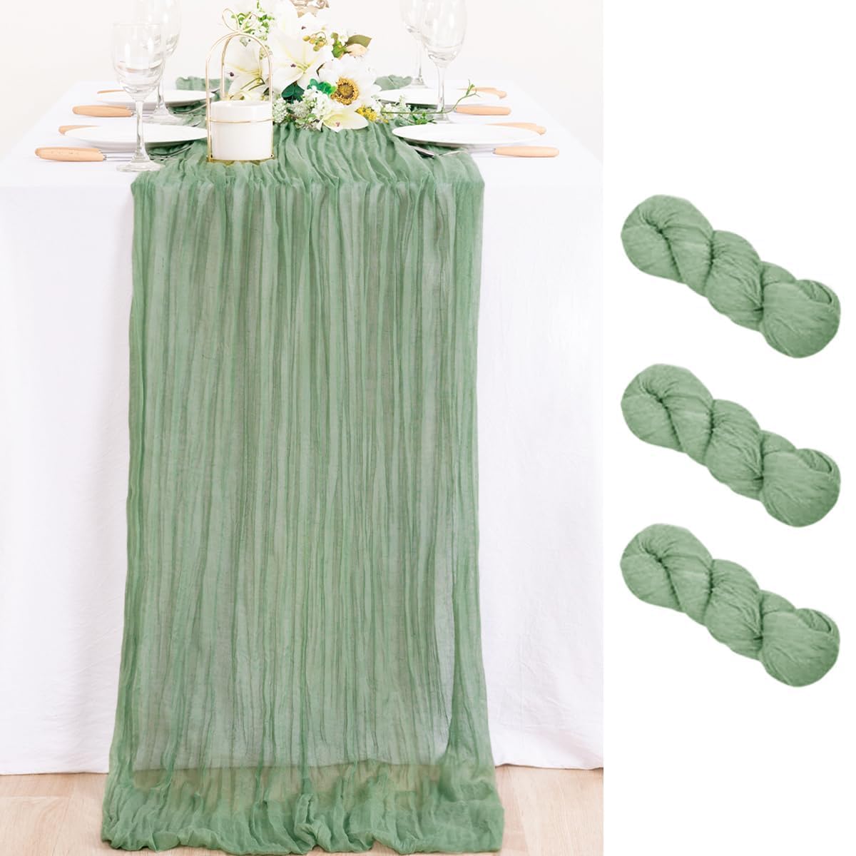 Ivory Cheesecloth Table Runner Farmhouse Fall Table Runner 10ft, 12 Pack