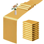 10 Pack Satin Table Runner 12 x 108 Inch Long Light Gold Smooth Silk Fabric Table Runner for Birthday Parties Wedding Banquets Decorations.