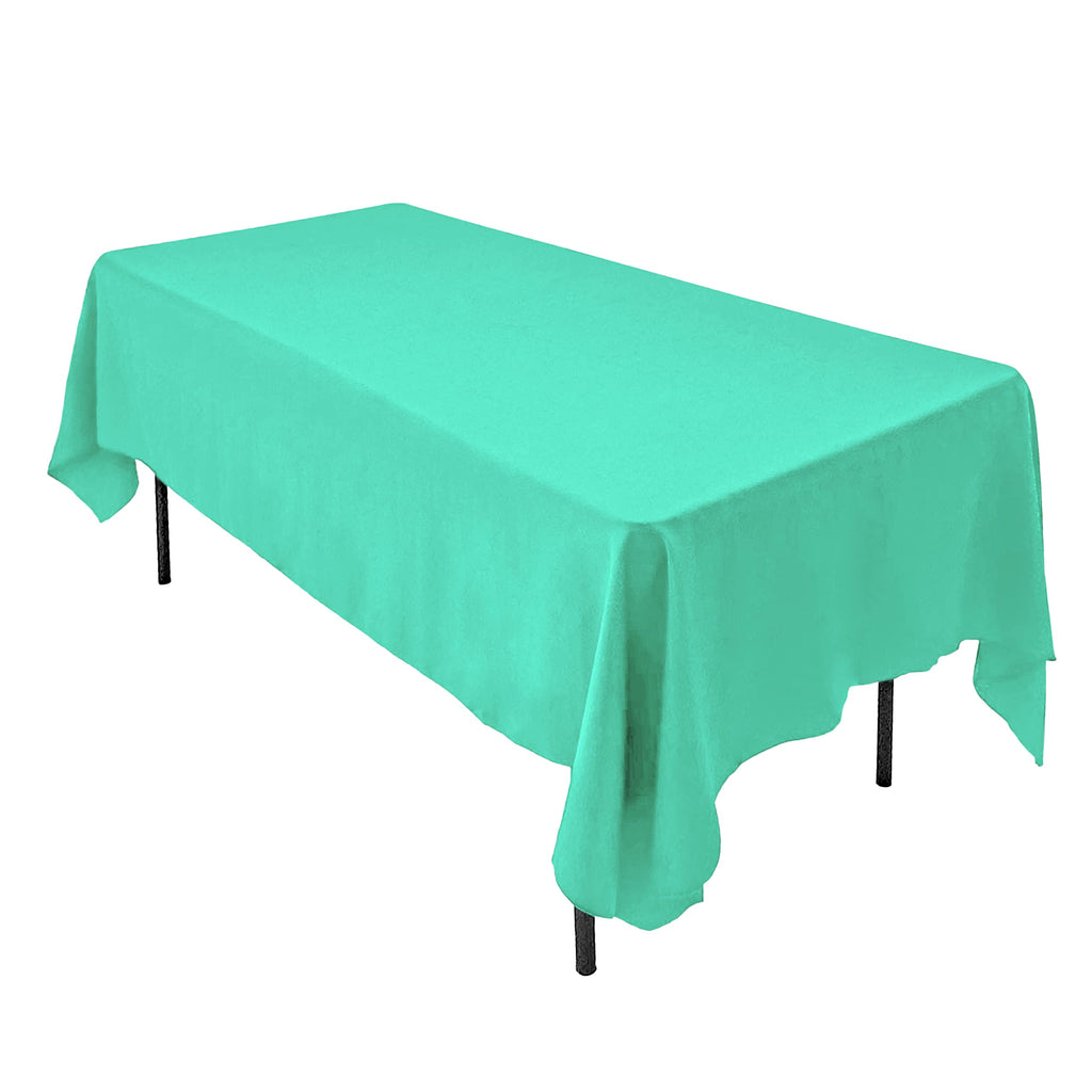 AK TRADING CO. 60 x 102-Inch Rectangular Polyester Tablecloth - Made in USA - Wrinkle-Resistant, Flame Retardant, Durable Party Table Cover, Banquet Tablecloth, Wedding Table Cover - Light Blue