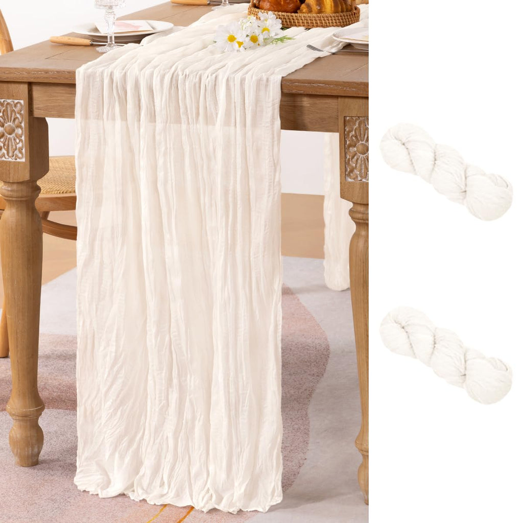 Ivory Cheesecloth Table Runner Farmhouse Fall Table Runner 10ft, 12 Pack