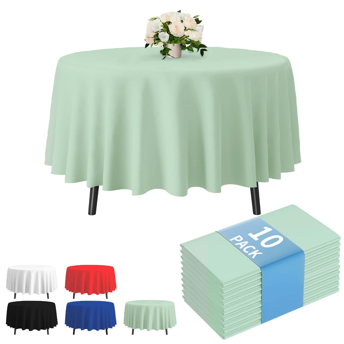 Fixwal 8 Pack Disposable White Rectangle Plastic Tablecloth, 70 x 120 Inch