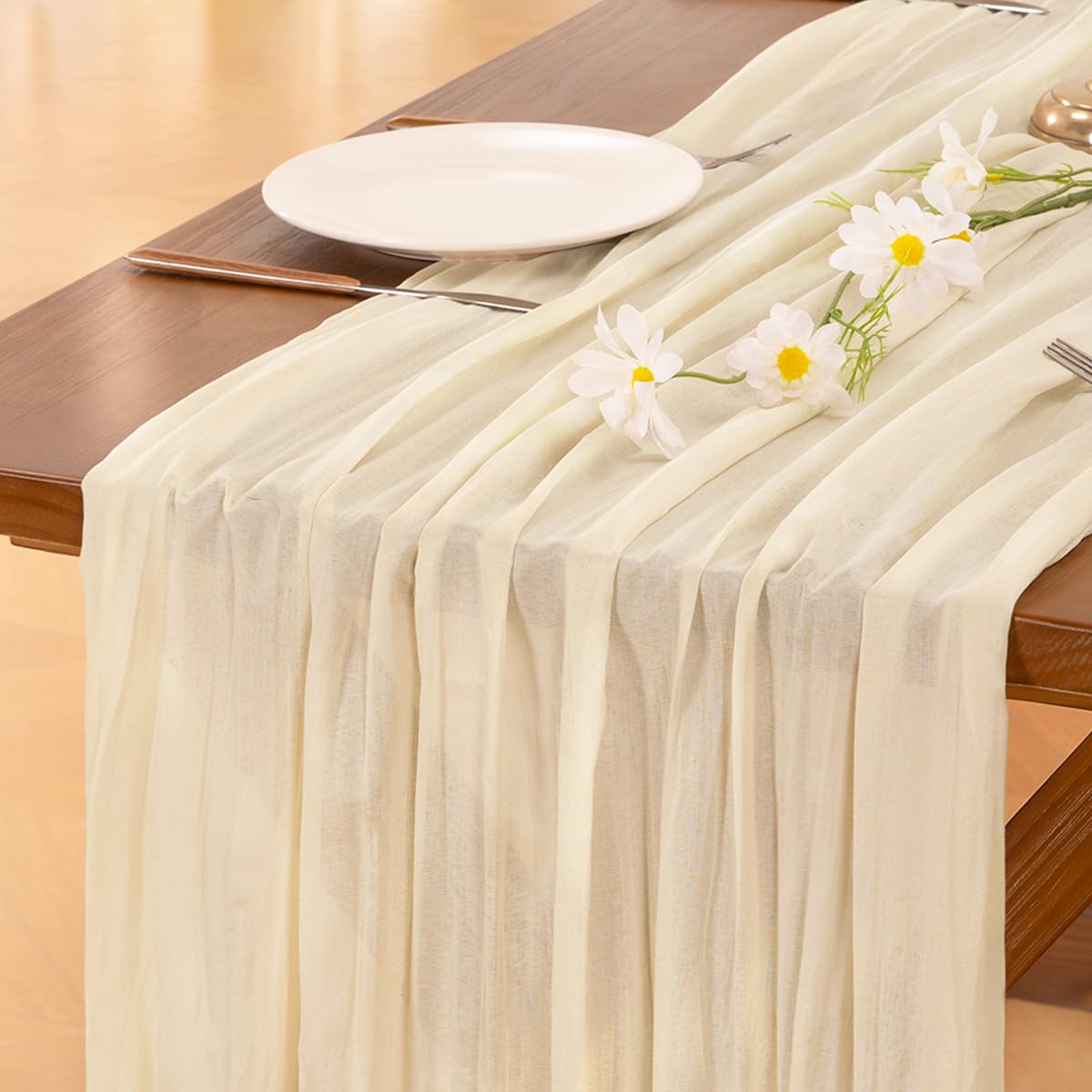 Blue Cheesecloth Table Runner Fall Boho Wedding Birthday Party Home Decor