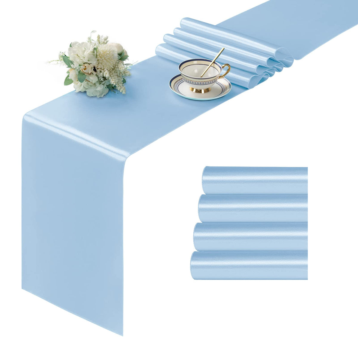 Manyshofu Silver Satin Table Runner 12x108 - 12 Pieces