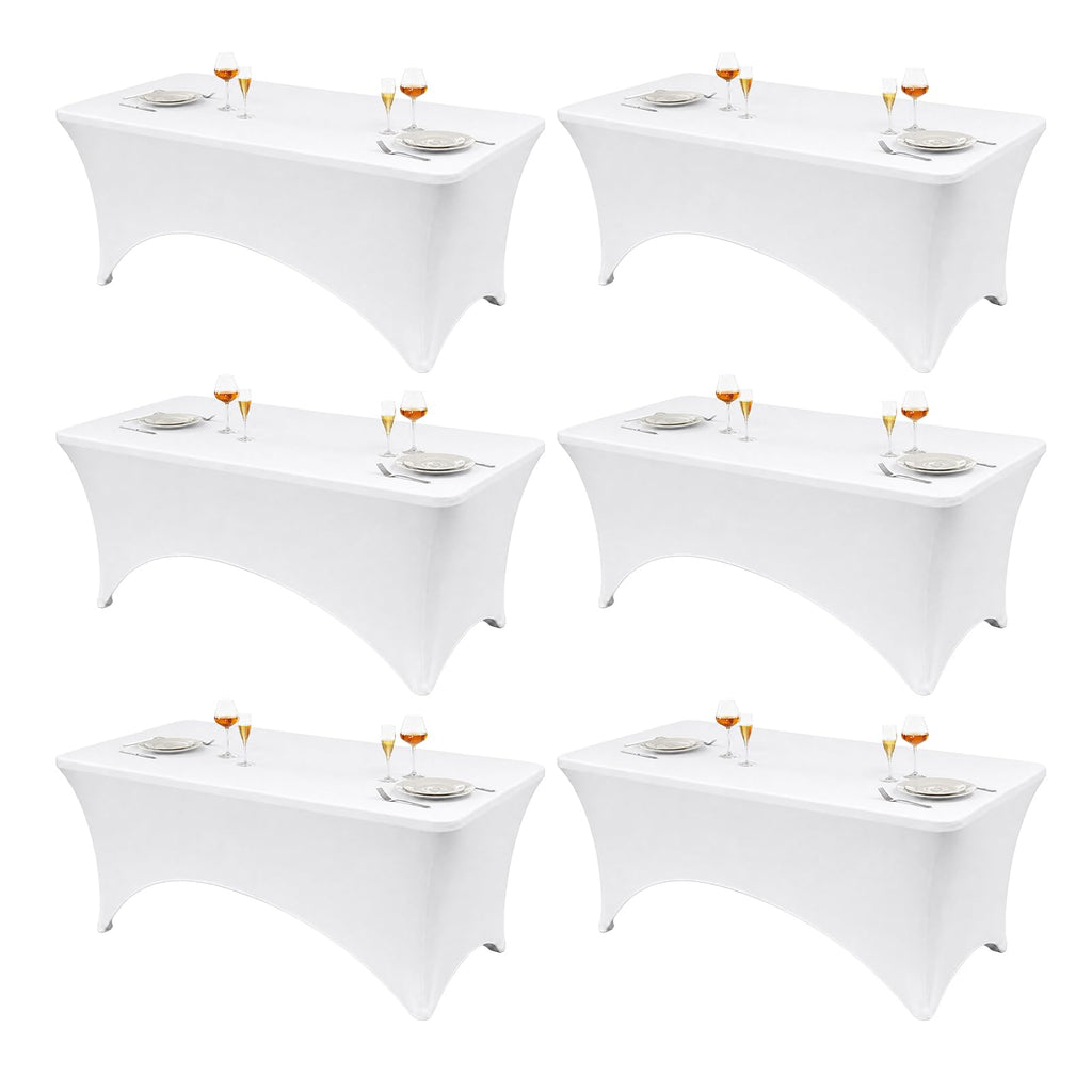 VidaFete Classic Series 140GSM Spandex Tablecloth 2Pcs, 6ft, White