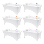 VidaFete Classic Series 140GSM Spandex Tablecloth 2Pcs, 6ft, White