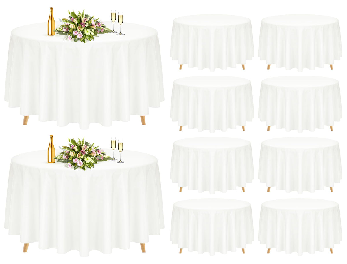 10 Pack Navy Blue Round Tablecloths 90 Inch, Polyester Round Table Cloth Circle Bulk Linen Washable Table Cloth Stain and Wrinkle Resistant Circle Table Cover for Wedding Party Dining Banquet