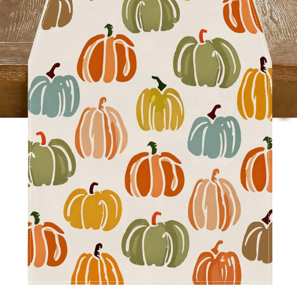 RABUSOFA Fall Table Runner 13x72 Inch Pumpkins Fall Decor for Home