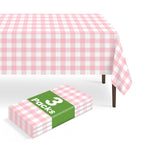 6 Pack Disposable Blue Gingham Plastic Tablecloth, 54 x 108 Inch