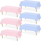 4 Pcs Light Blue Tablecloth 54 X 108 Inch Disposable Plastic Blue Tablecloths Waterproof Table Cloth Rectangular Table Cover for Boy Birthday Baby Shower Outdoor Picnic Party Decorations