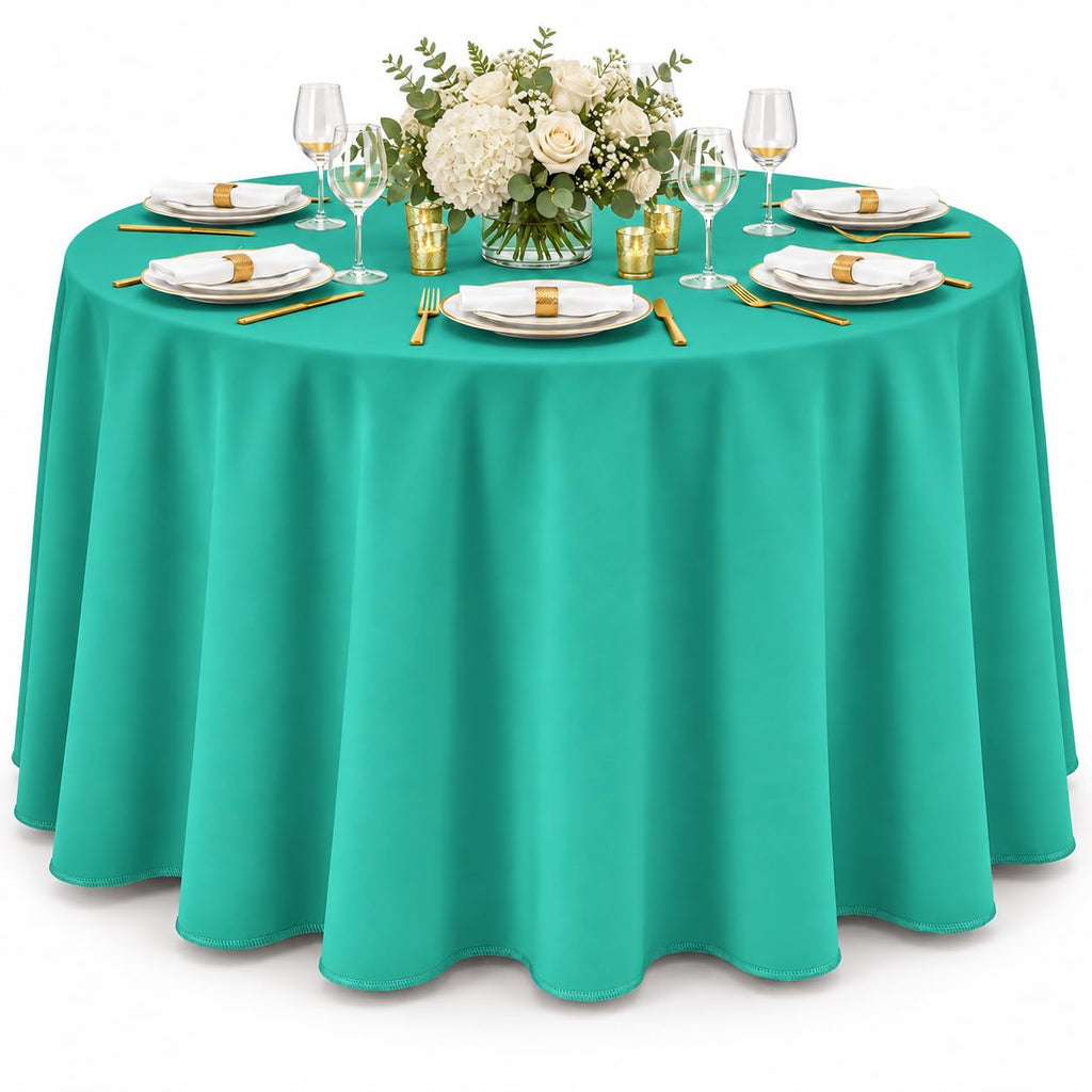AK TRADING CO. 60 x 102-Inch Rectangular Polyester Tablecloth - Made in USA - Wrinkle-Resistant, Flame Retardant, Durable Party Table Cover, Banquet Tablecloth, Wedding Table Cover - Light Blue