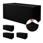 Black Rectangle Spandex Table Clothes For 6 Foot Rectangle Tables 4 Pack