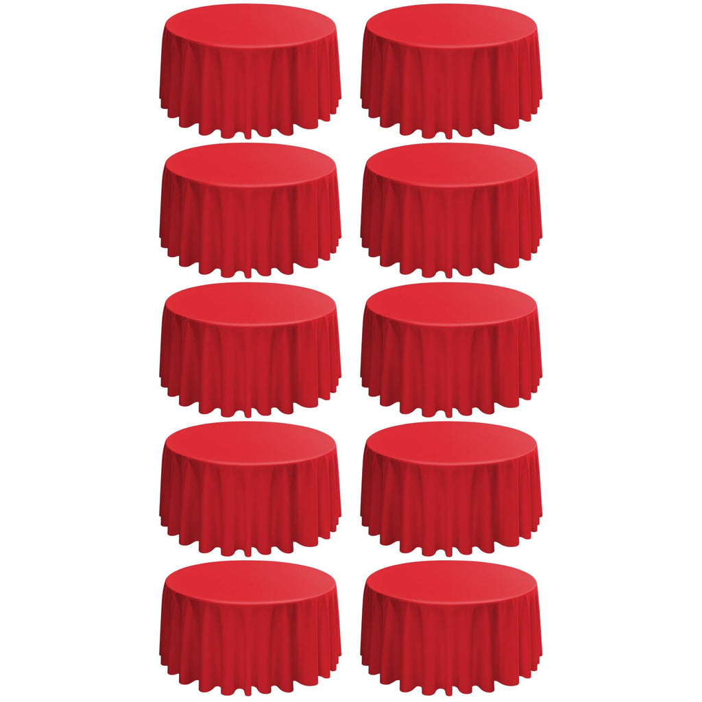 10 Packs 120 Inch Hot Pink Round Polyester Tablecloths