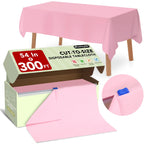 RowinsyDD 54 in X 300 FT Red Plastic Table Cover Roll with Slide Cutter