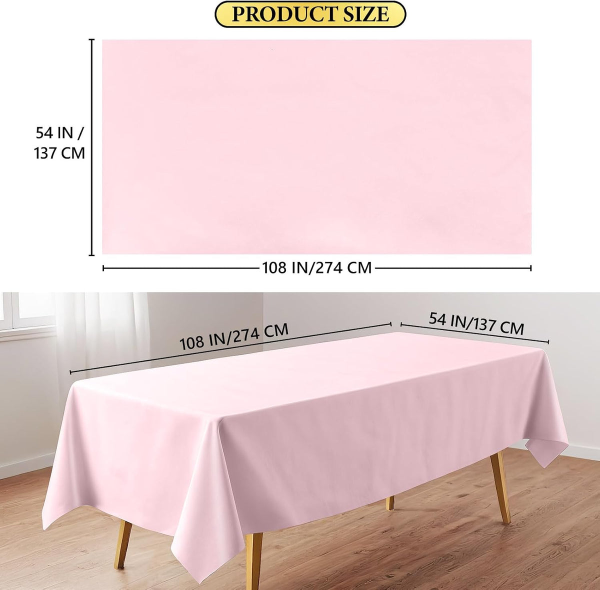 10 Pack Light Pink Disposable Tablecloth, Leakproof & Sturdy Table Cloth