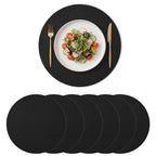 Artoid Mode Olive Green Faux Leather Placemats Set of 6, 15 Inch Waterproof Wipeable Heat Resistant Vinyl Place Mats, Reversible Table Mats for Kitchen Dining Decor
