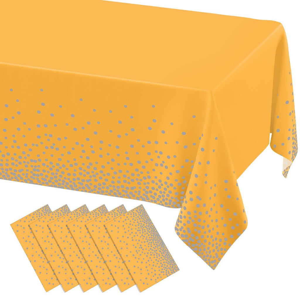 misaya 3 Packs Disposable Plastic Table Cloth, Gold Dots in White