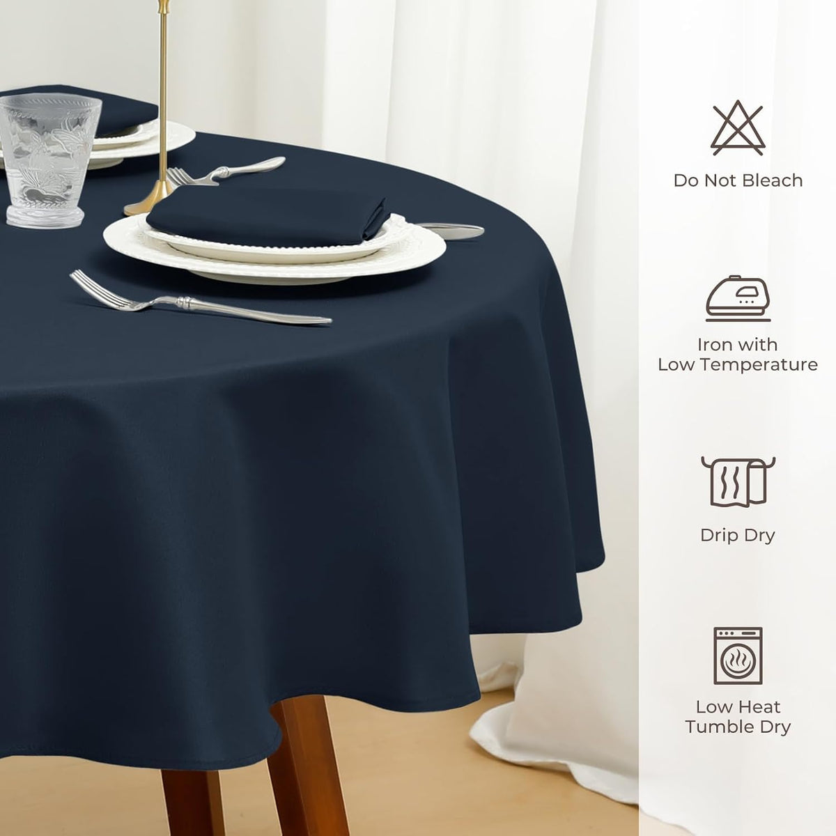 Romanstile Round Tablecloth 70 Inch, Navy Blue