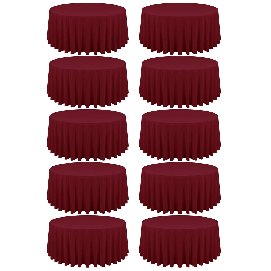 10 Packs 120 Inch Hot Pink Round Polyester Tablecloths