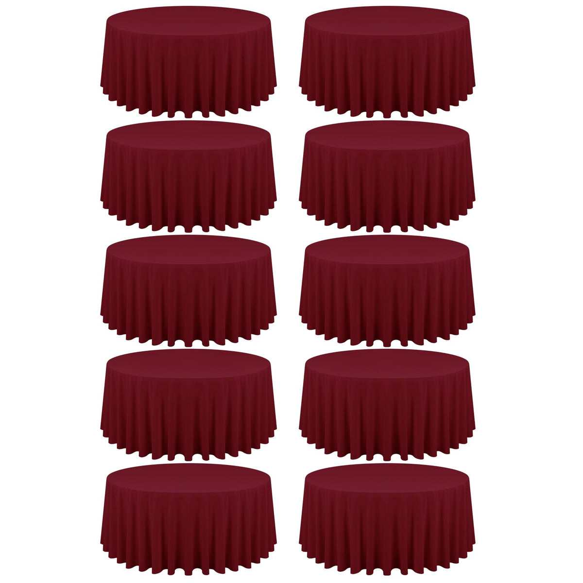 10 Packs 120 Inch Hot Pink Round Polyester Tablecloths