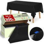 RowinsyDD 54 in X 300 FT Red Plastic Table Cover Roll with Slide Cutter