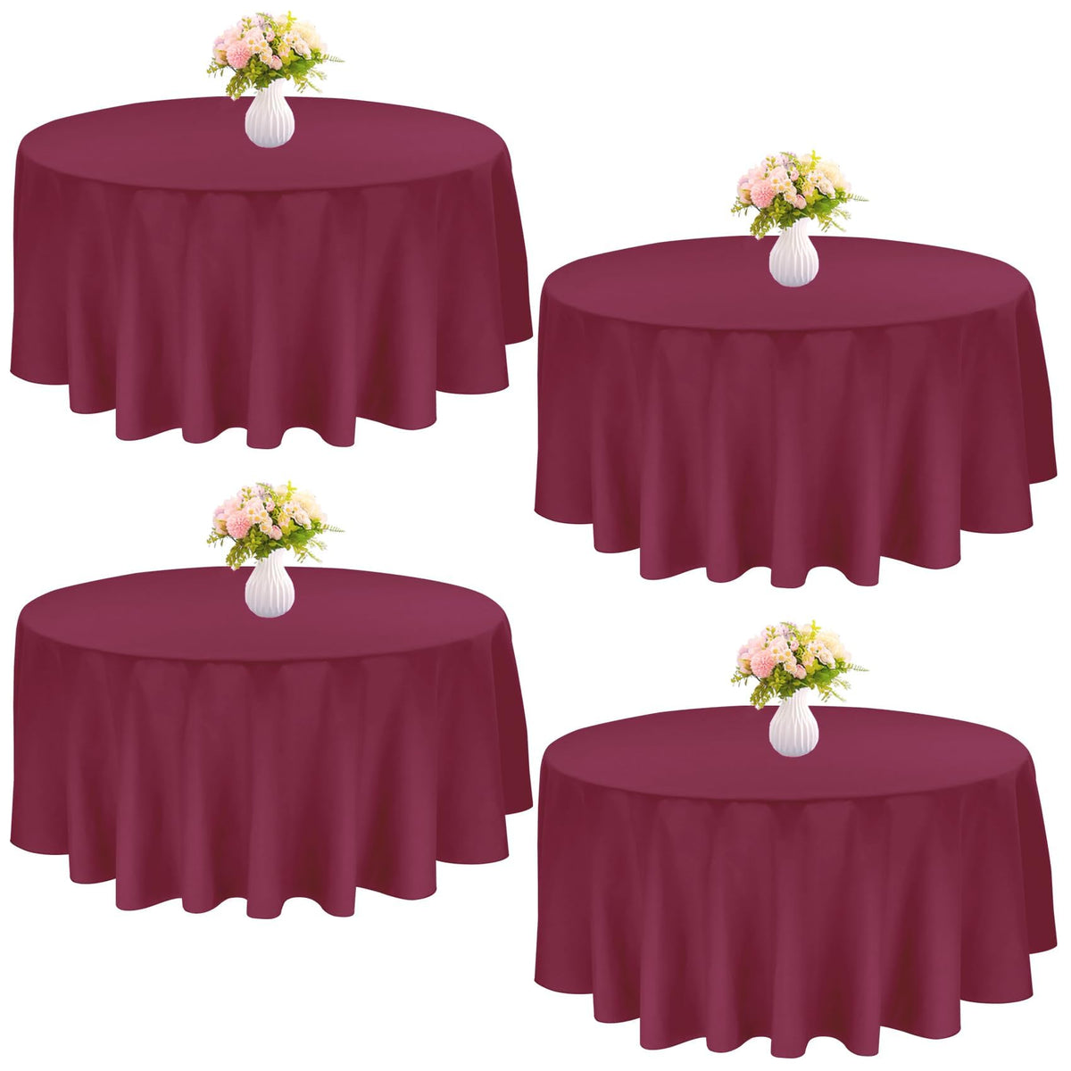 4 Pack Round Tablecloth 90 Inch Black Polyester Washable Fabric Table Covers for Wedding Dining Table Buffet Parties Banquet Decor