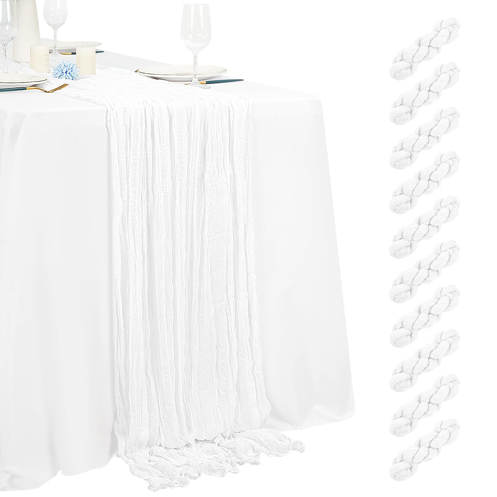10 Pack Light Yellow Cheesecloth Table Runner 17x108 Inch Semi Sheer Boho Gauze Cheese Cloth Table Runners, for Wedding Bridal Shower Birthday Party Home Decor Garden Farmhouse