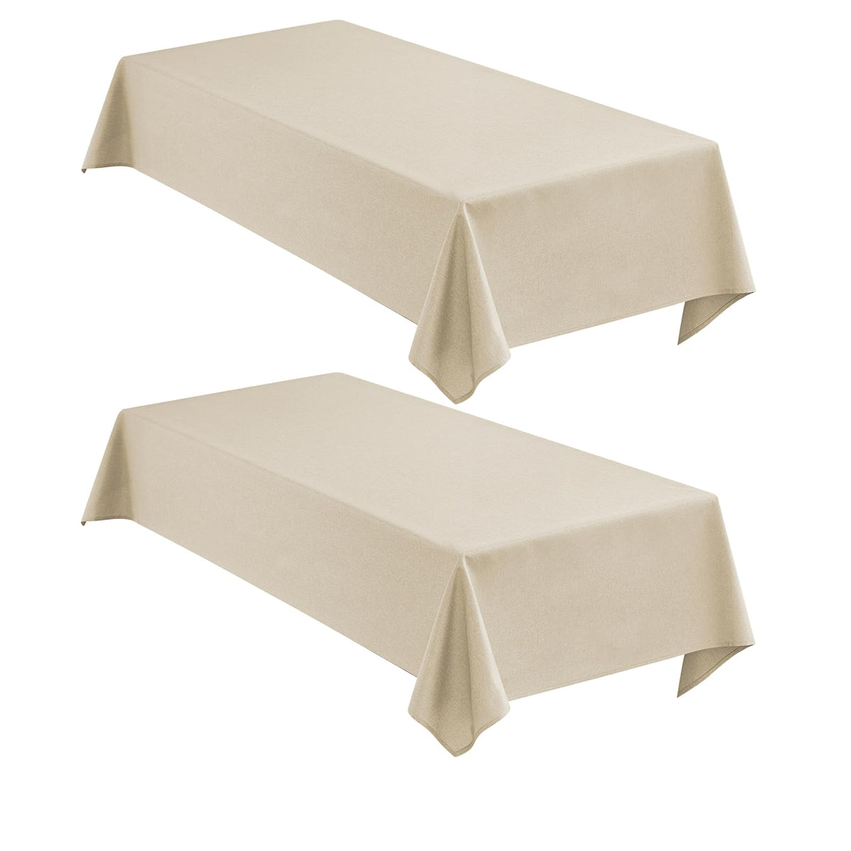 Faux Linen Tablecloths for Rectangle Tables, Burlap Textured Table Cloths Washable Farmhouse Table Cover Water Resistant for Dining, Wedding, Outdoor(Khaki, 52"×70")