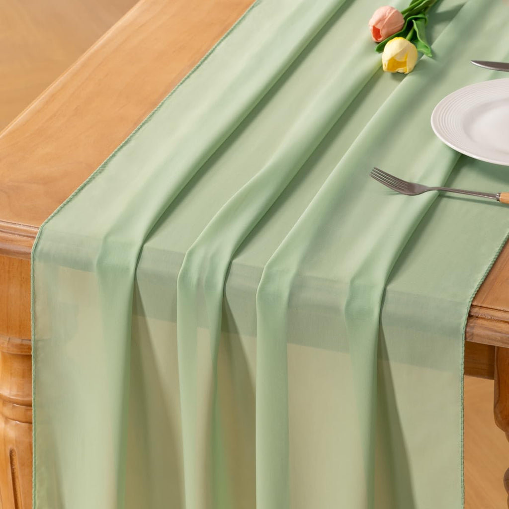Ivory White Chiffon Table Runner Fall Boho Wedding Birthday Party Decor