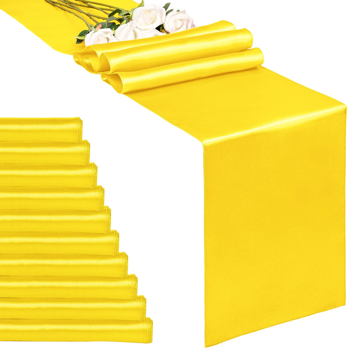 10-Pack Gold 12 x 108 inches Long Premium Satin Table Runner