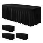 Black Rectangle Spandex Table Clothes For 6 Foot Rectangle Tables 4 Pack