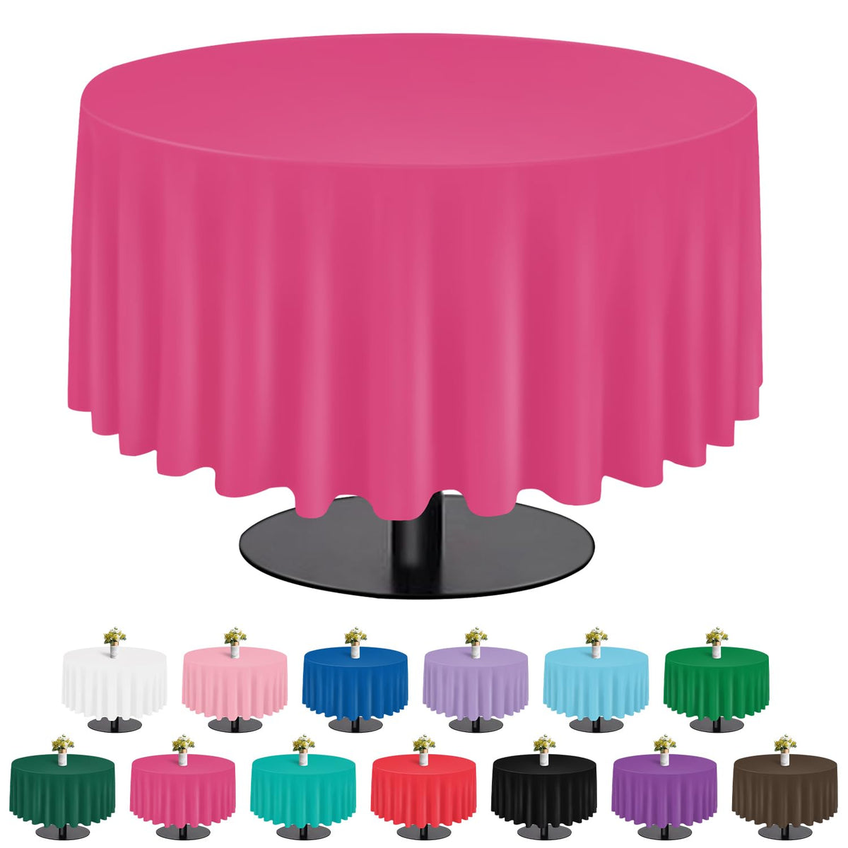 tujol Pink 6 Pack Plastic Table Cloth 54" x 108", Disposable Tablecloths Rectangle Table Cover, Plastic Tablecloths for Parties