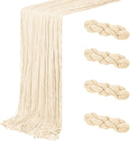 4 Pack Ivory Cheesecloth Table Runner 20 x 120 inch Gauze Table Runners 10 FT Long,Semi Sheer Cheese Cloth Fabric Table Runner Bulk for Wedding,Party,Baby Shower,Bridal Shower Decoration