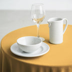 10 Pack Gold Round Tablecloth 84 Inch Round Plastic Table Cloth Disposable Waterproof Table Cover for Wedding Birthday Bridal Shower Party Decorations