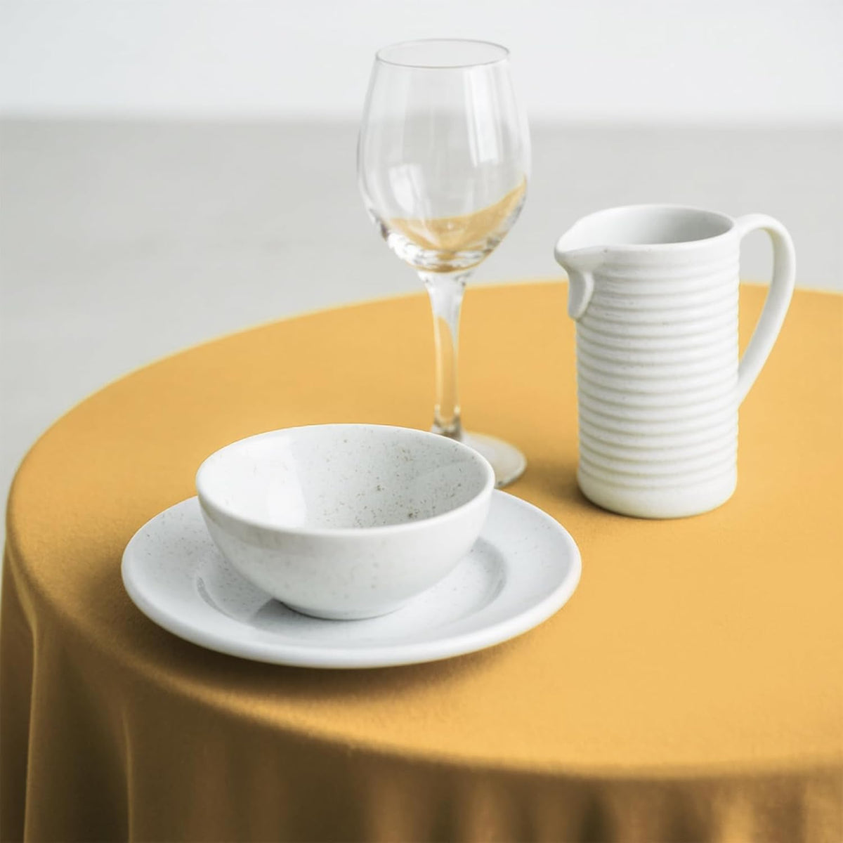10 Pack Gold Round Tablecloth 84 Inch Round Plastic Table Cloth Disposable Waterproof Table Cover for Wedding Birthday Bridal Shower Party Decorations