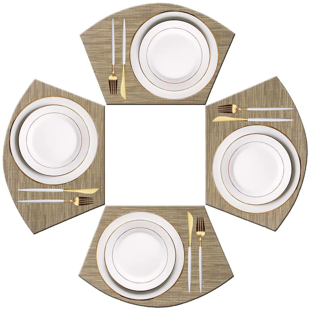 PIGCHCY Place Mats Heat-Resistant Non Slip Placemats Washable Easy to Clean Woven Vinyl Placemats for Dining Table (Set of 4, Brown)