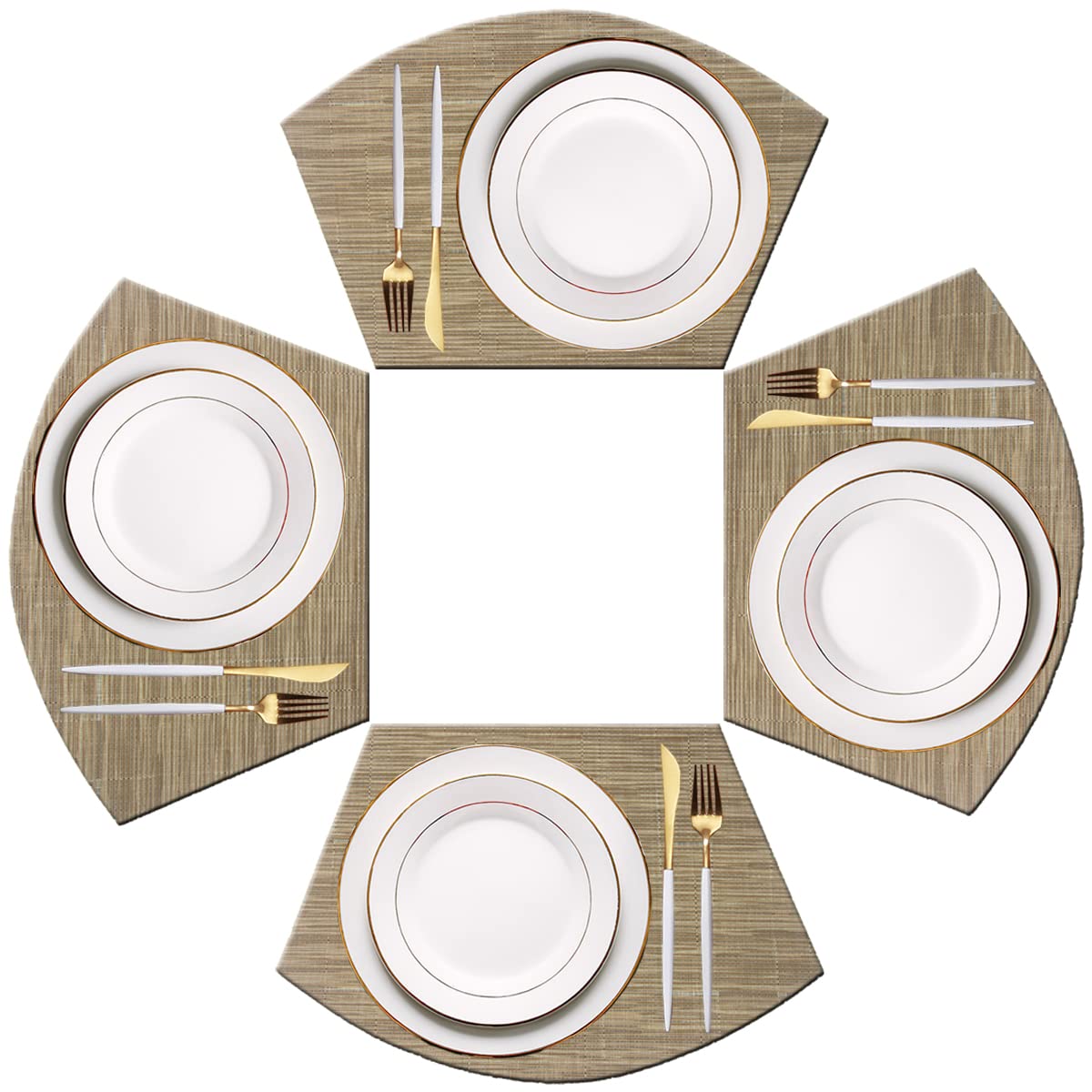 PIGCHCY Place Mats Heat-Resistant Non Slip Placemats Washable Easy to Clean Woven Vinyl Placemats for Dining Table (Set of 4, Brown)