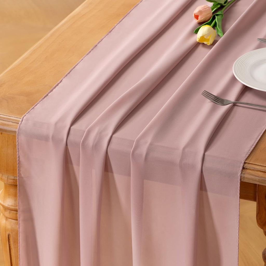 Ivory White Chiffon Table Runner Fall Boho Wedding Birthday Party Decor