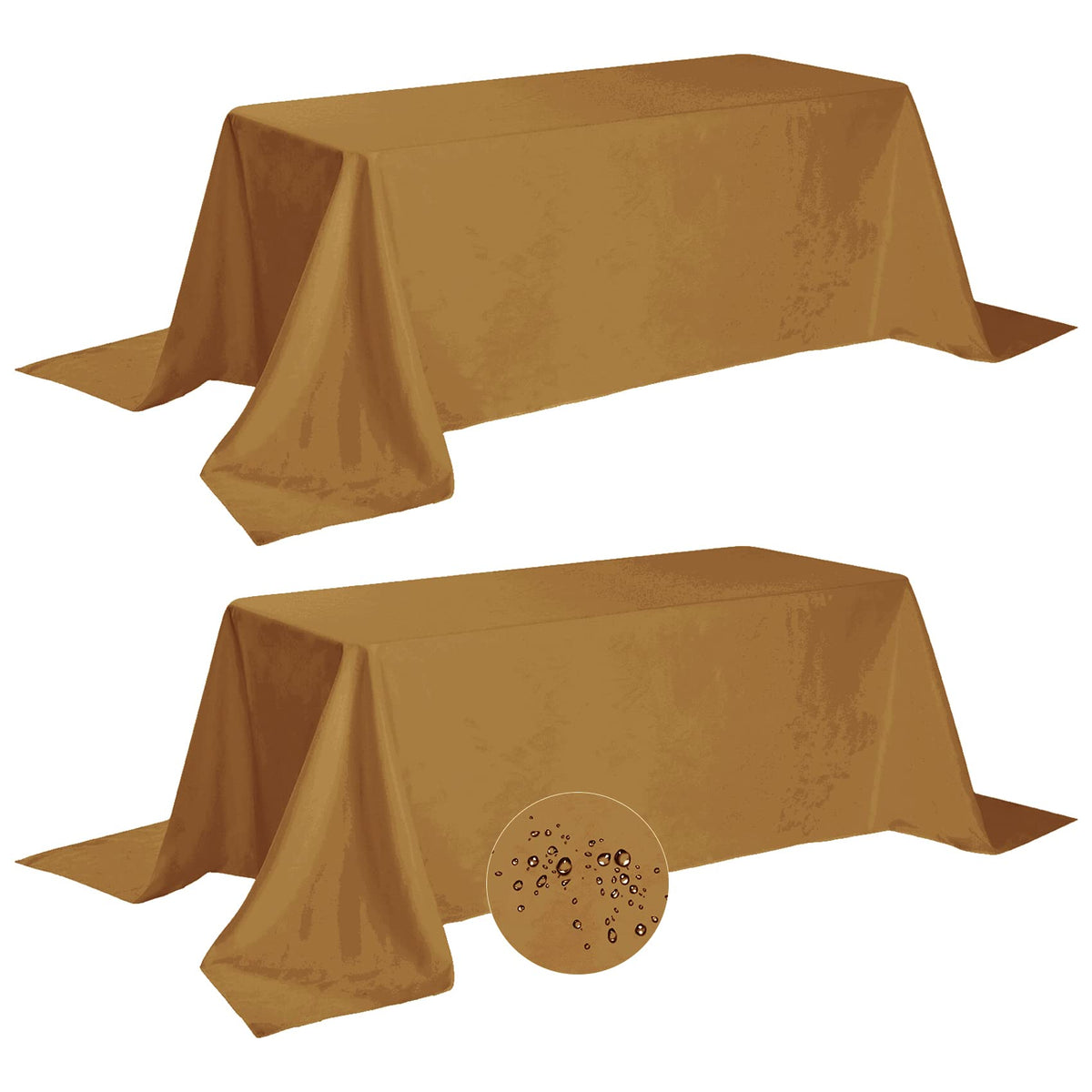 Fokitut 2 Pack Waterproof Rectangle Tablecloth, 60x120 Inch,Stain Resistant and Wrinkle Polyester Table Cloth, Fabric Table Cover for Kitchen Dining, Wedding, Party, Holiday Dinner-White