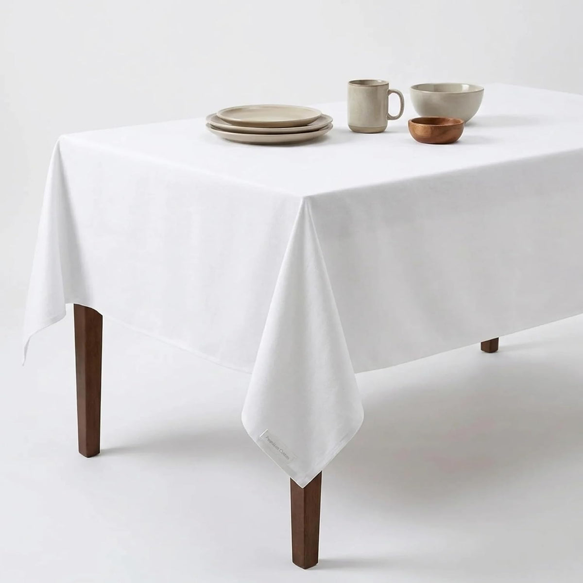 Urban Villa Tablecloth Cotton Tabletop 60x84 (6-8 Seats) White