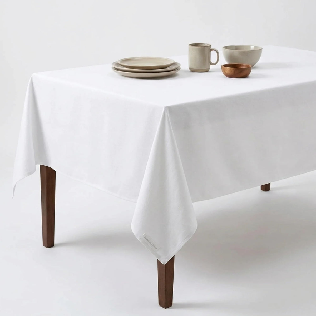 Urban Villa Tablecloth Cotton Tabletop 60x84 (6-8 Seats) White