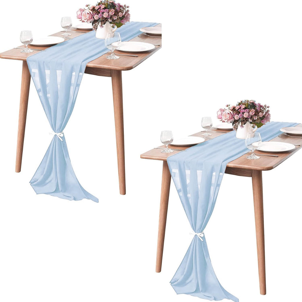 Pufogu 5 Pack 10Ft Light Yellow Chiffon Table Runner Sheer 29x120 Inch