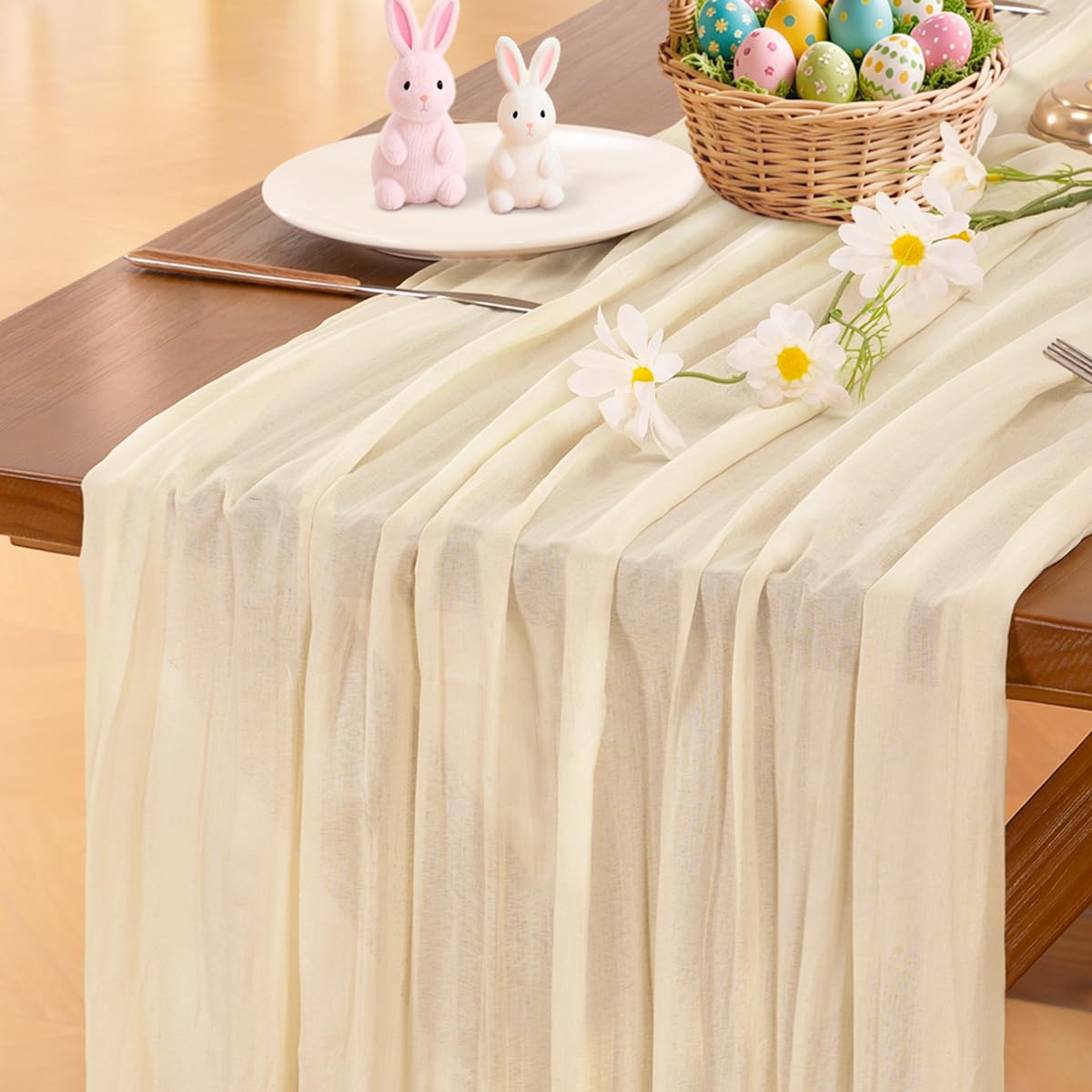 Blue Cheesecloth Table Runner Fall Boho Wedding Birthday Party Home Decor