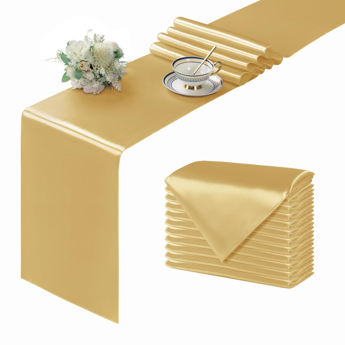Manyshofu Silver Satin Table Runner 12x108 - 12 Pieces